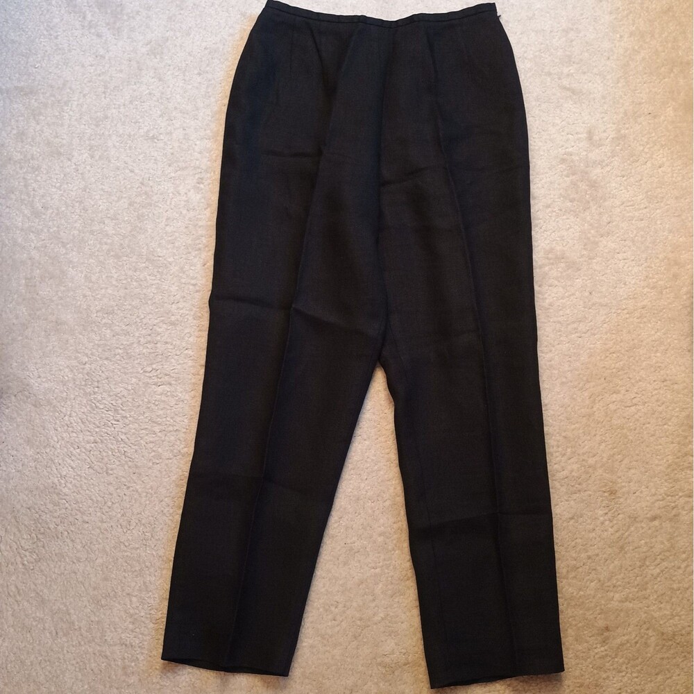 Talbots Pants Women's Petites Sz 10 Black 100% Irish Linen Straight Leg Career